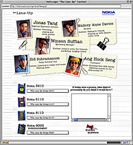 Nokia Mobile Phones Asia Pacific - “The Line-Up” Web Site Contest Screenshot